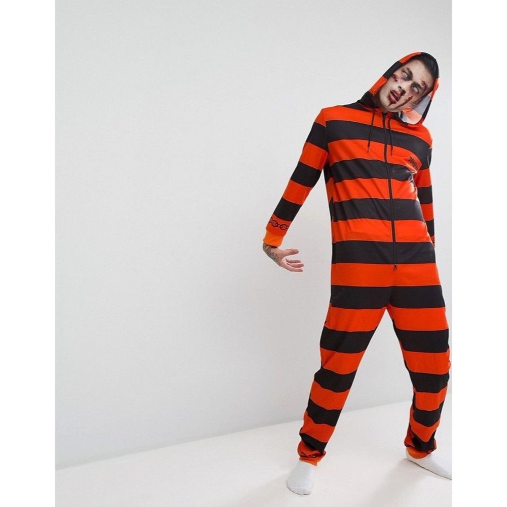 SSDD New With Tags Striped Prisoner Costume Orange/Black Unisex L